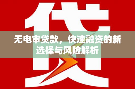 托克逊无电审贷款，快速融资的新选择与风险解析